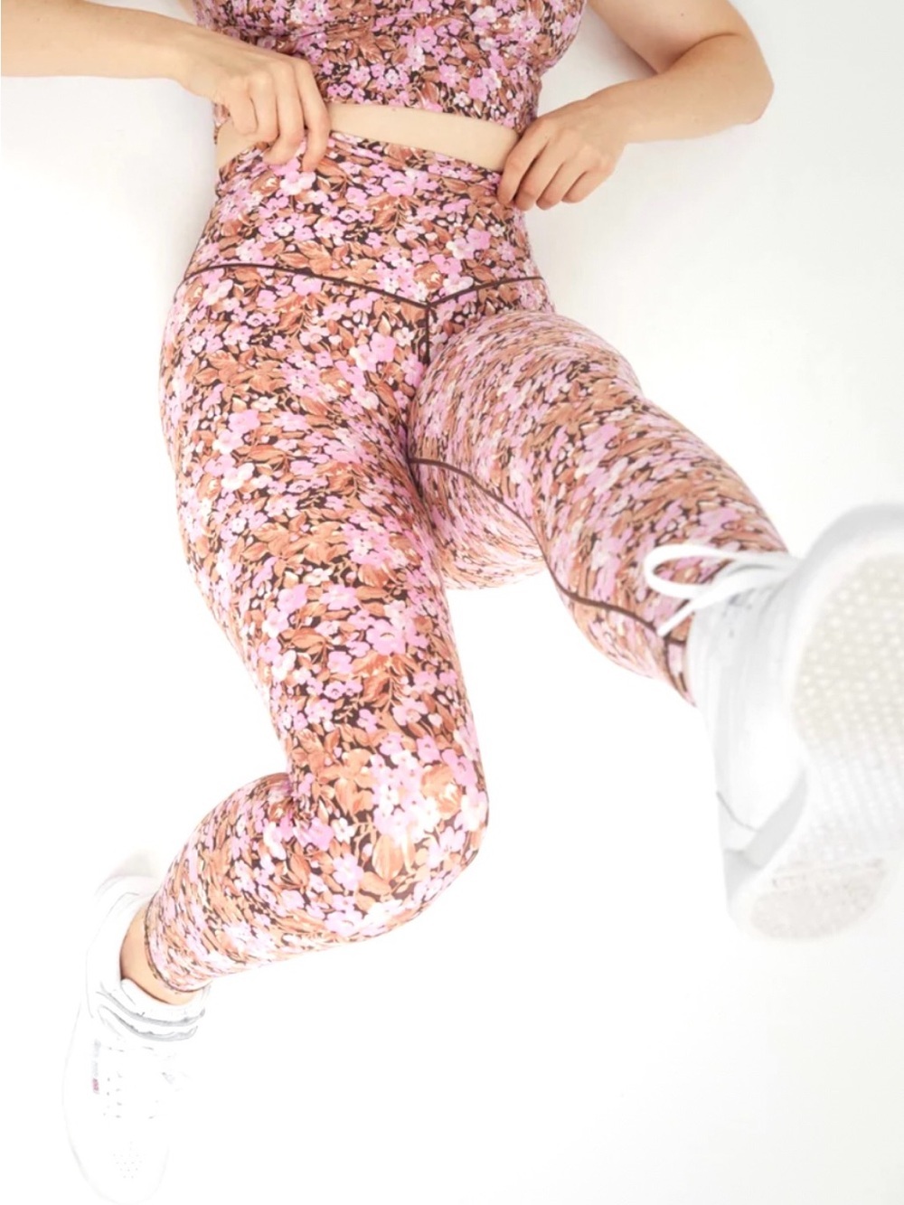 Aerie Real Me 7/8 High Waisted Leggings Size Large Pink Floral